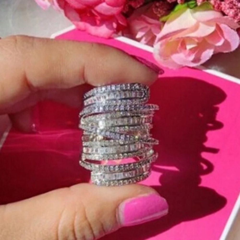 NEW💍6.4 CT 925 STERLING SILVER DIAMOND RING - Picture 5 of 5